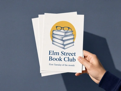 Uncoated A5 flyers for Elm Street Book Club fanned in one hand