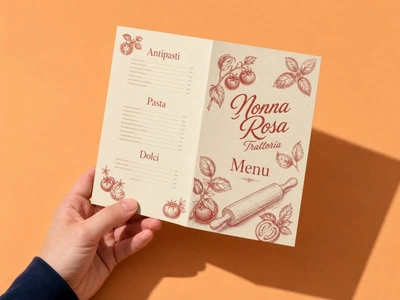 Laminated creased menu for Nonna Rosa Trattoria held open