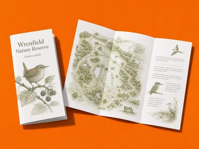 Roll folded leaflet for Wrenfield Nature Reserve, closed and opened out
