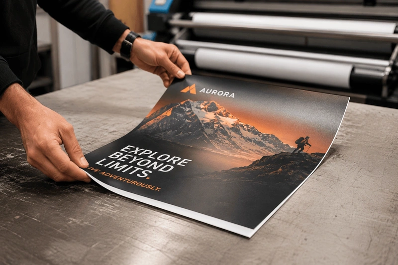 A poster printed on satin paper