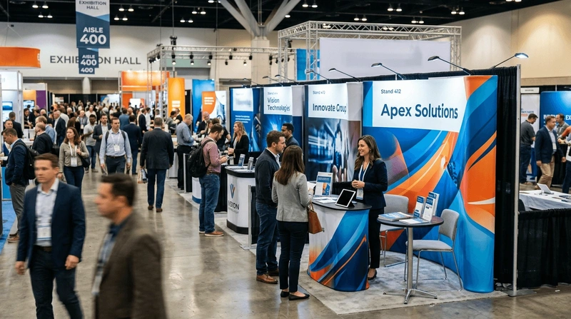 Exhibition stand with bold graphic design