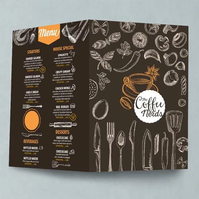 Printed creased menus