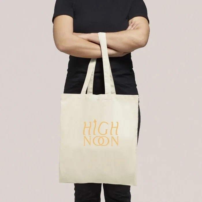 A printed cotton tote bag
